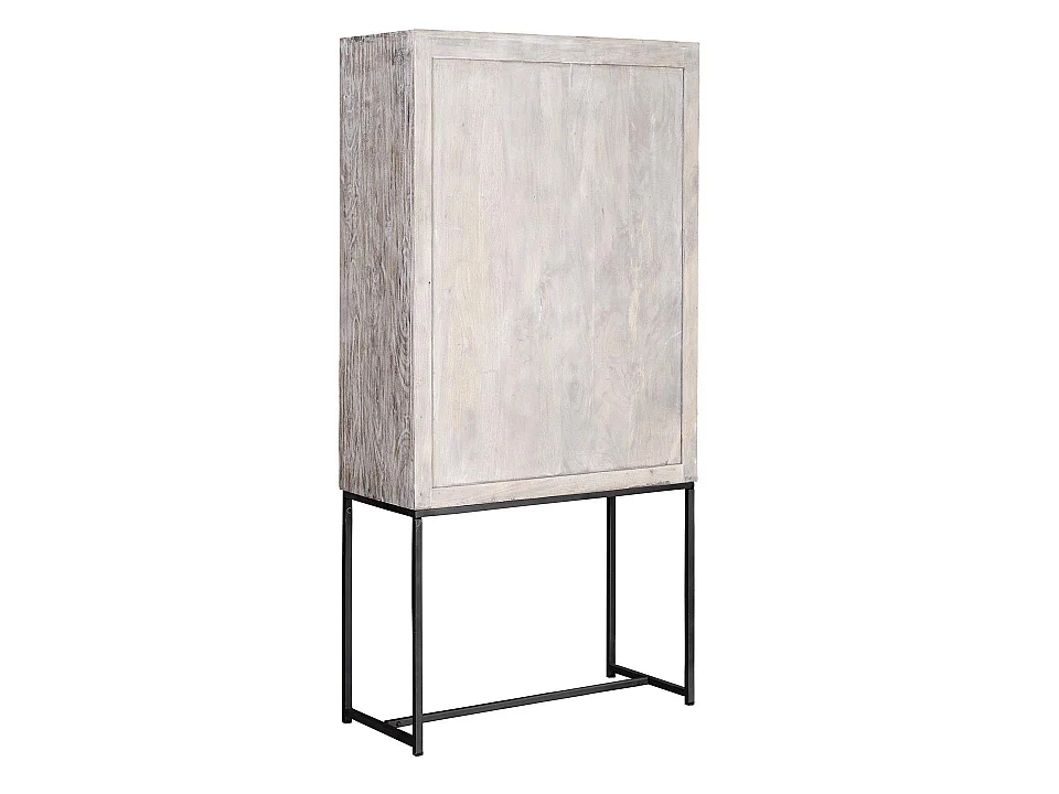 Armadio in legno di mango, stile etnico boho, intagliato, 85 cm - 176x85x38