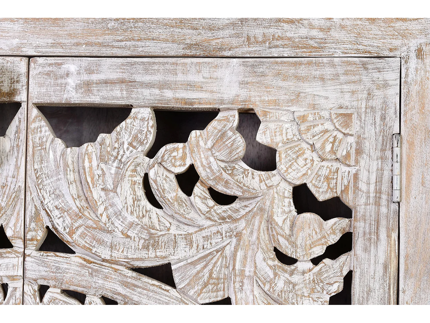 Armadio in legno di mango, stile etnico boho, intagliato, 85 cm - 176x85x38