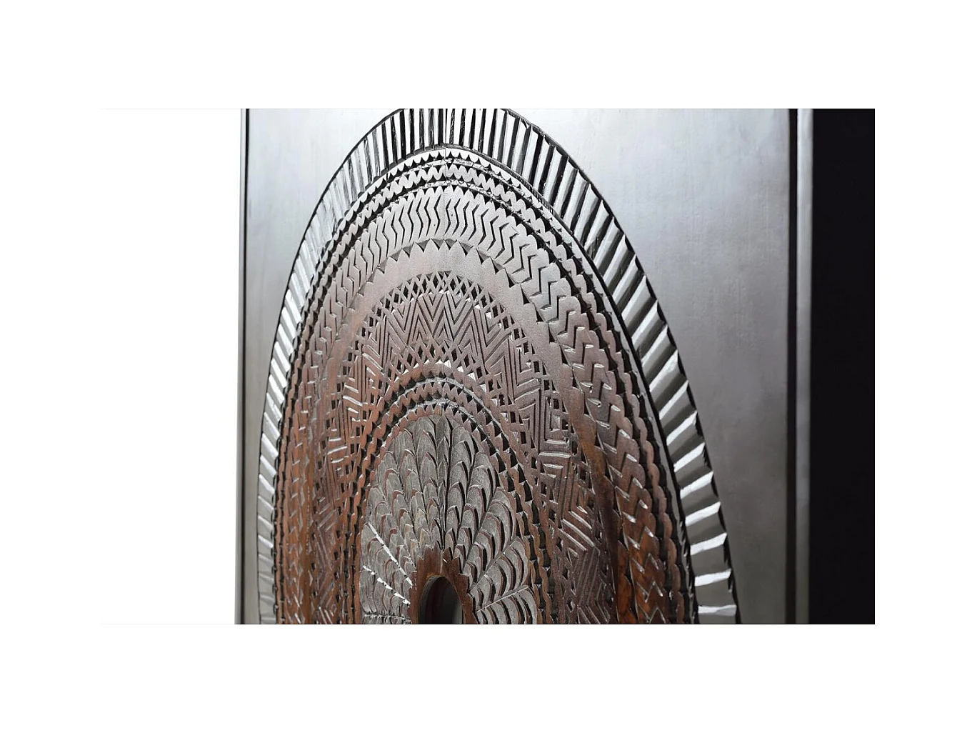 Vitrine en manguier pieds métal gris et marron