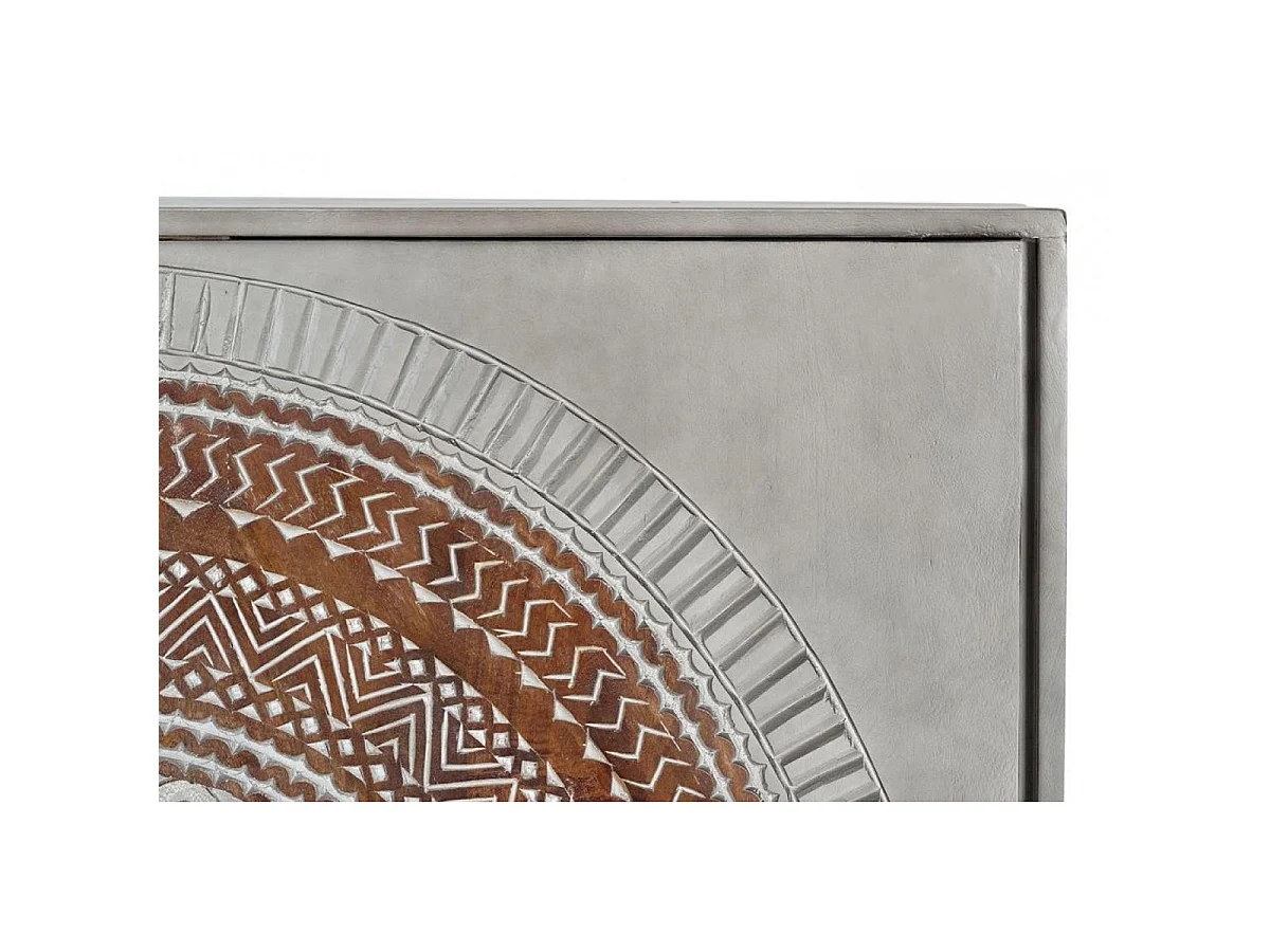 Buffet en bois de manguier 107 cm, style industriel ethnique contemporain - 142 x 107 x 40