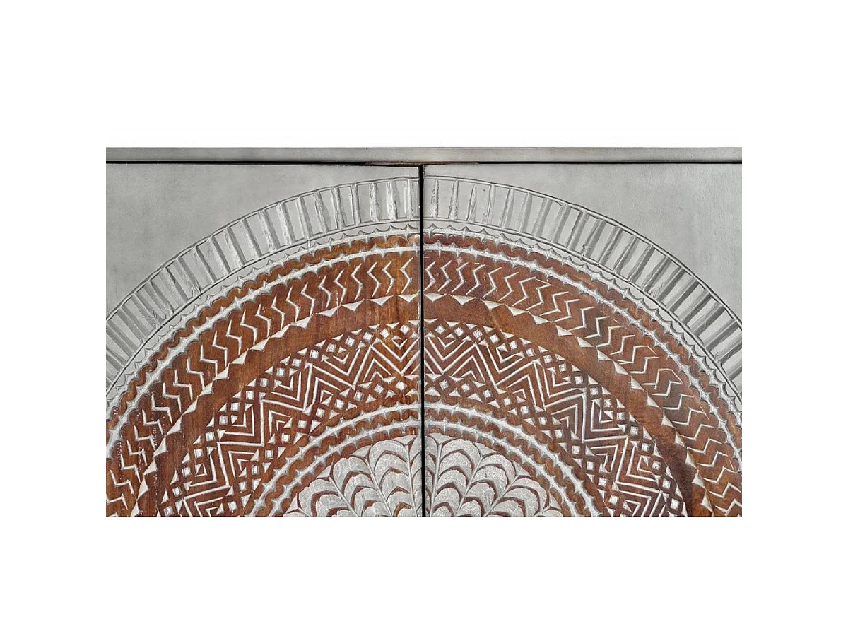 Buffet en bois de manguier 107 cm, style industriel ethnique contemporain - 142 x 107 x 40