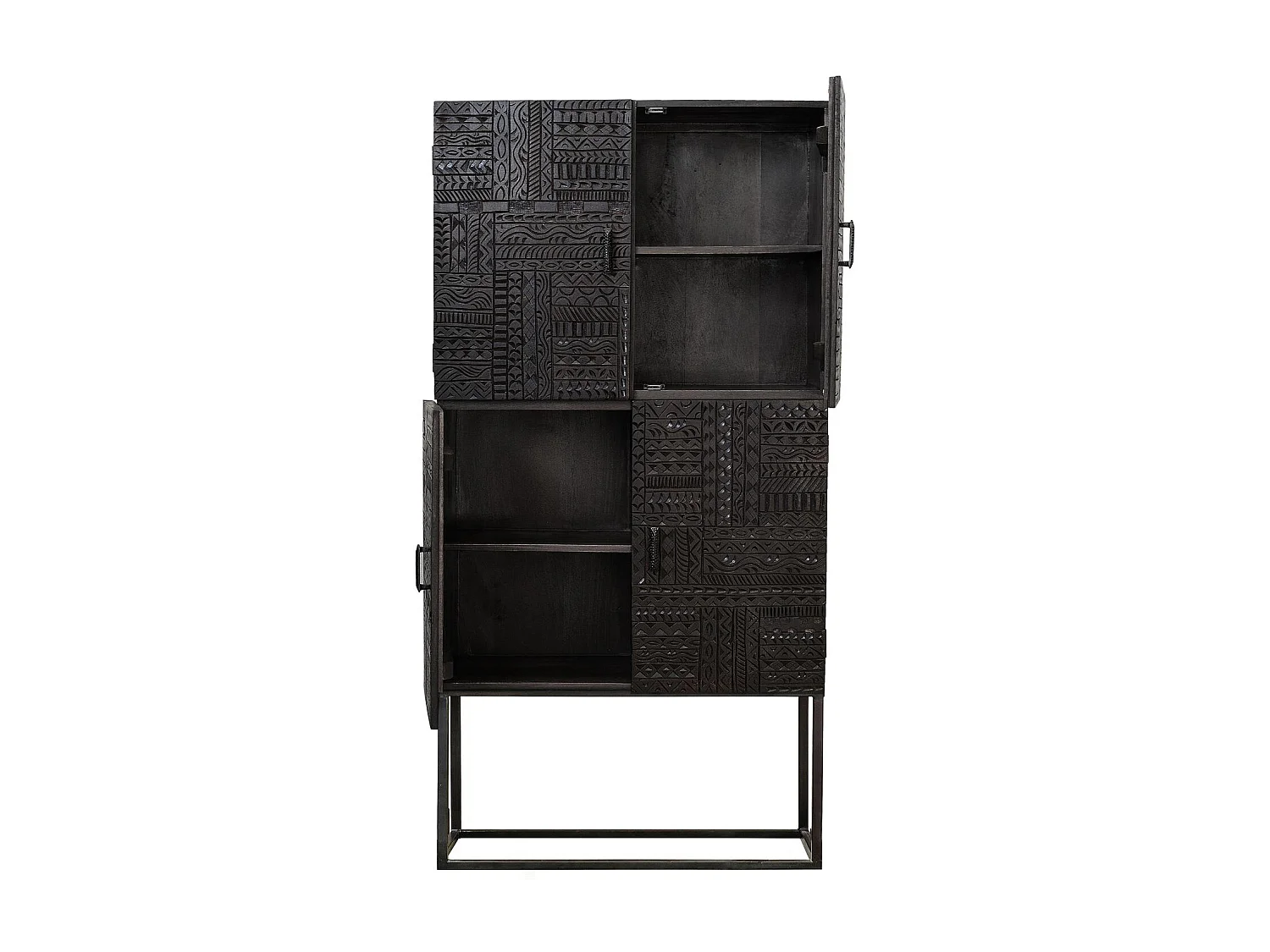 Aufbewahrungsschrank aus Mangoholz und Eisenbeinen