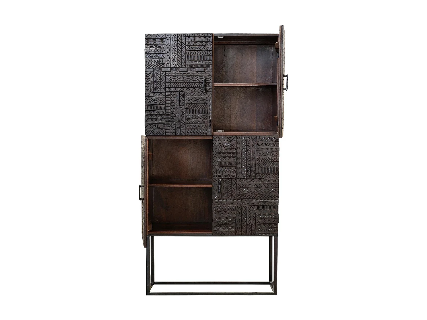 Aufbewahrungsschrank aus Mangoholz und Eisenbeinen