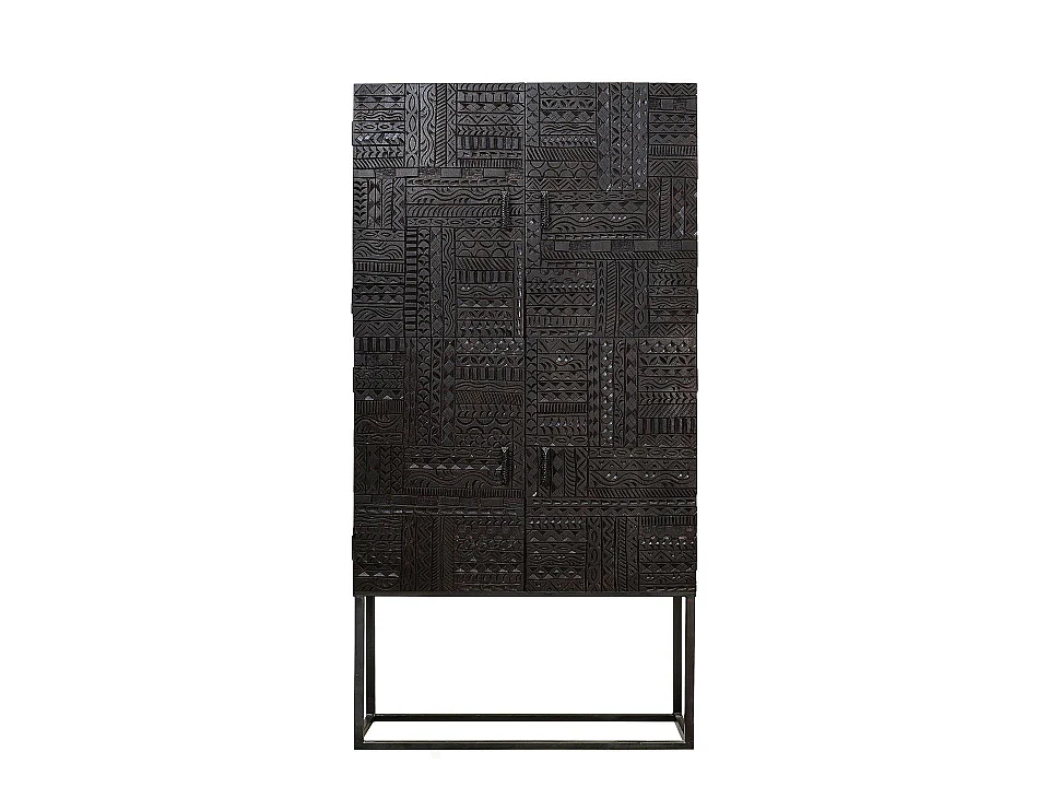 Armoire en bois de manguier 90 cm, style ethnique - 176 x 90 x 40