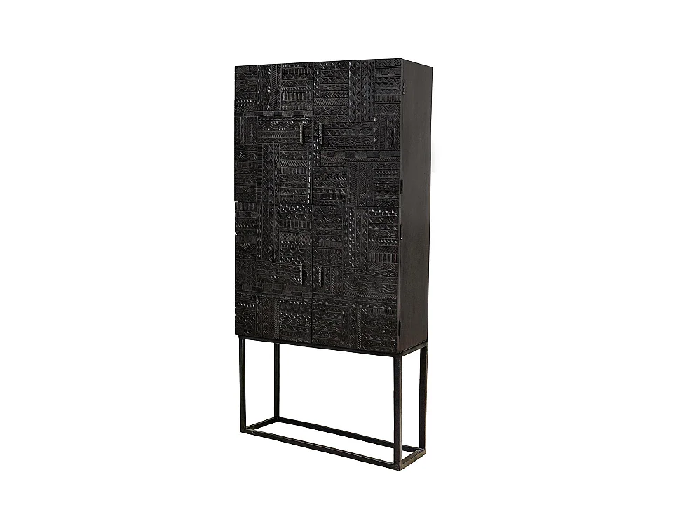 Armoire en bois de manguier 90 cm, style ethnique - 176 x 90 x 40