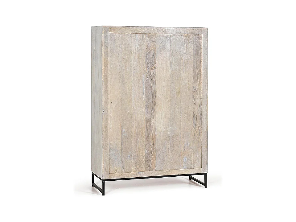 Armoire en bois de manguier 110 cm, style ethnique bohème sculpté - 160 x 110 x 40