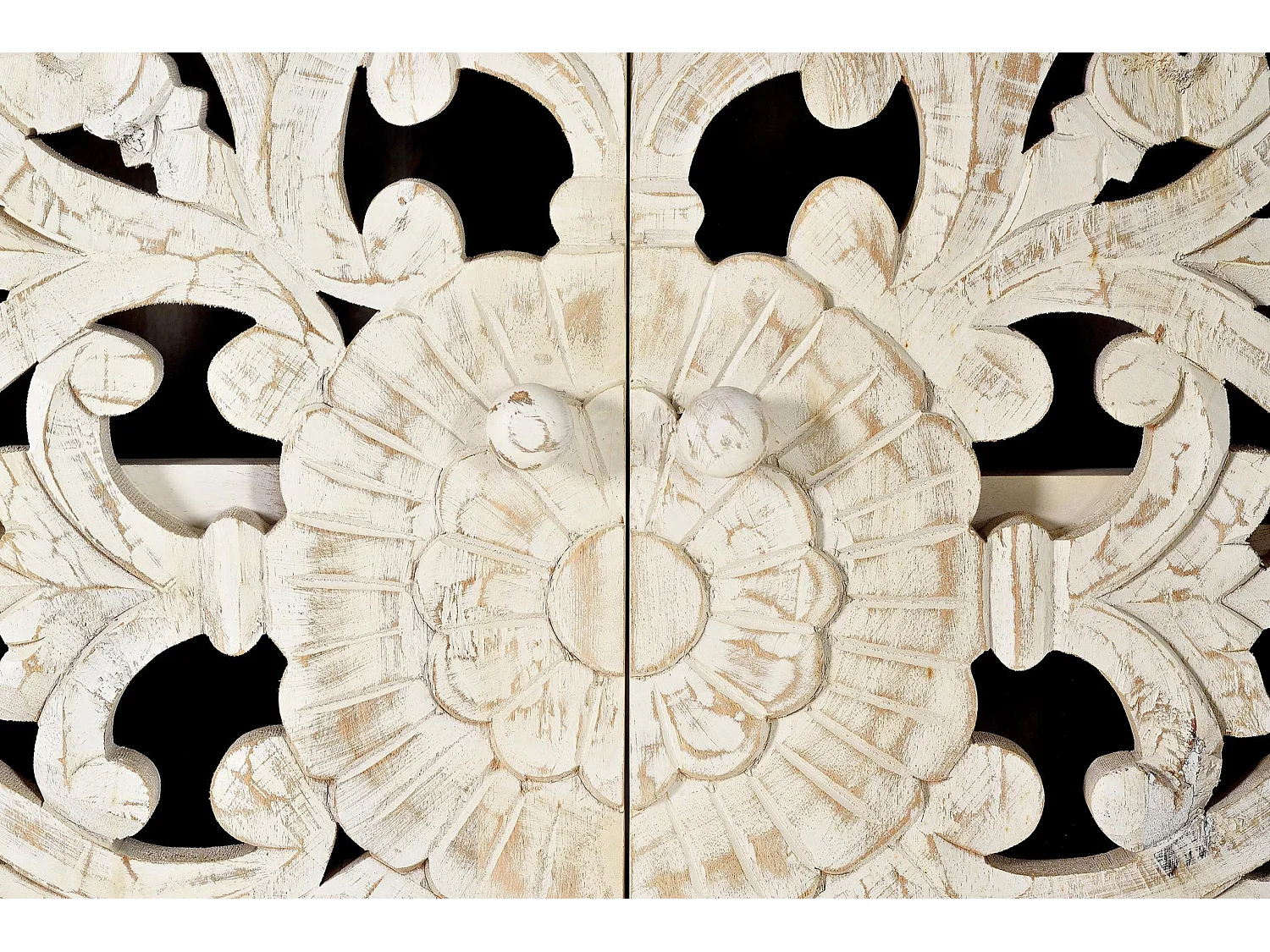 Armoire en bois de manguier 110 cm, style ethnique bohème sculpté - 160 x 110 x 40