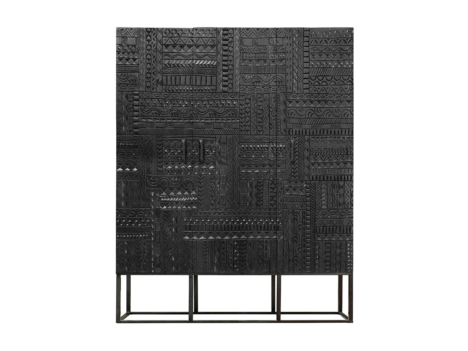 Vitrine en manguier et métal noyer foncé