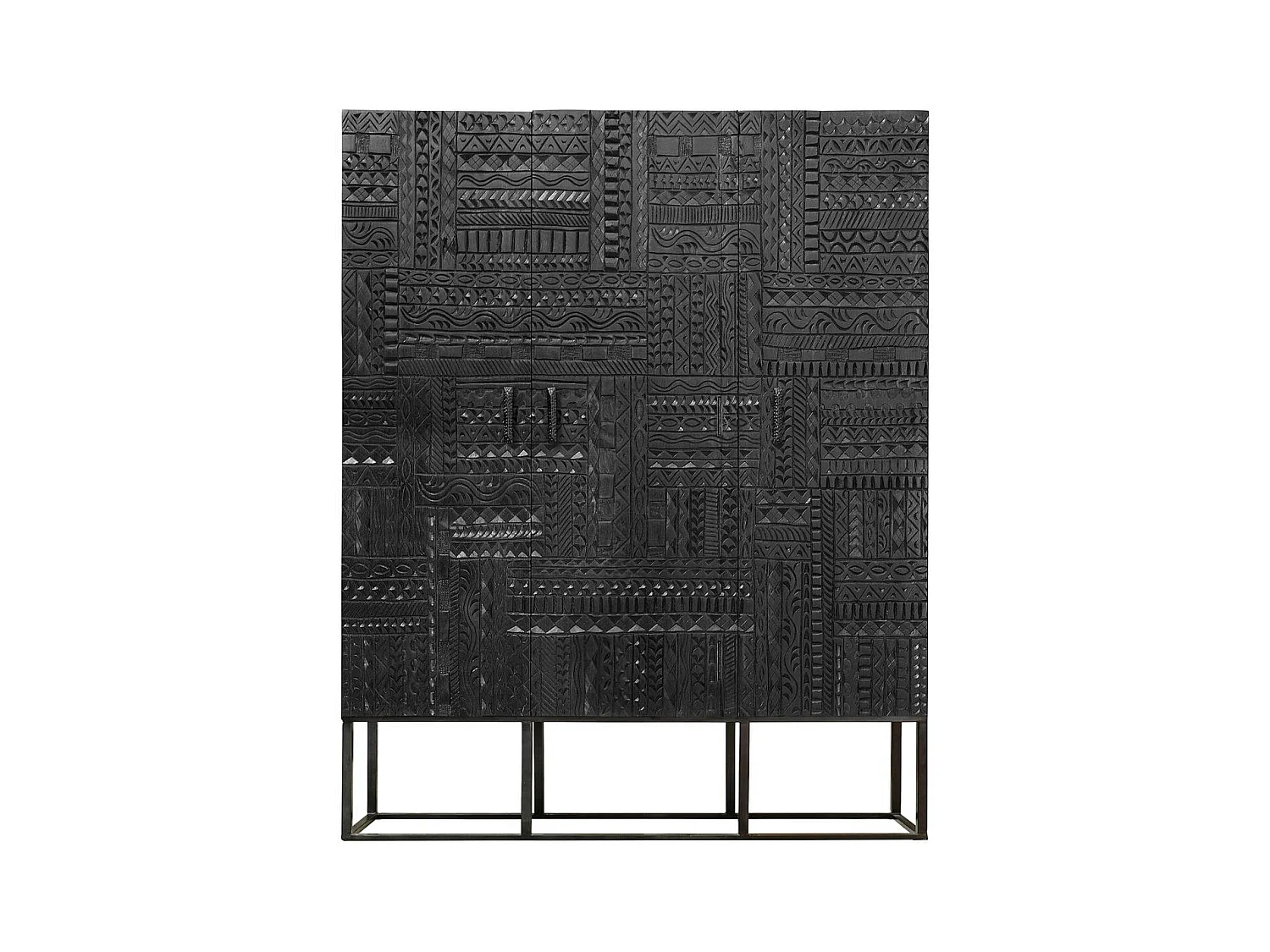 Vitrine en manguier et métal noyer foncé