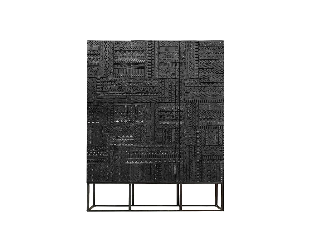 Vitrine en manguier et métal noyer foncé