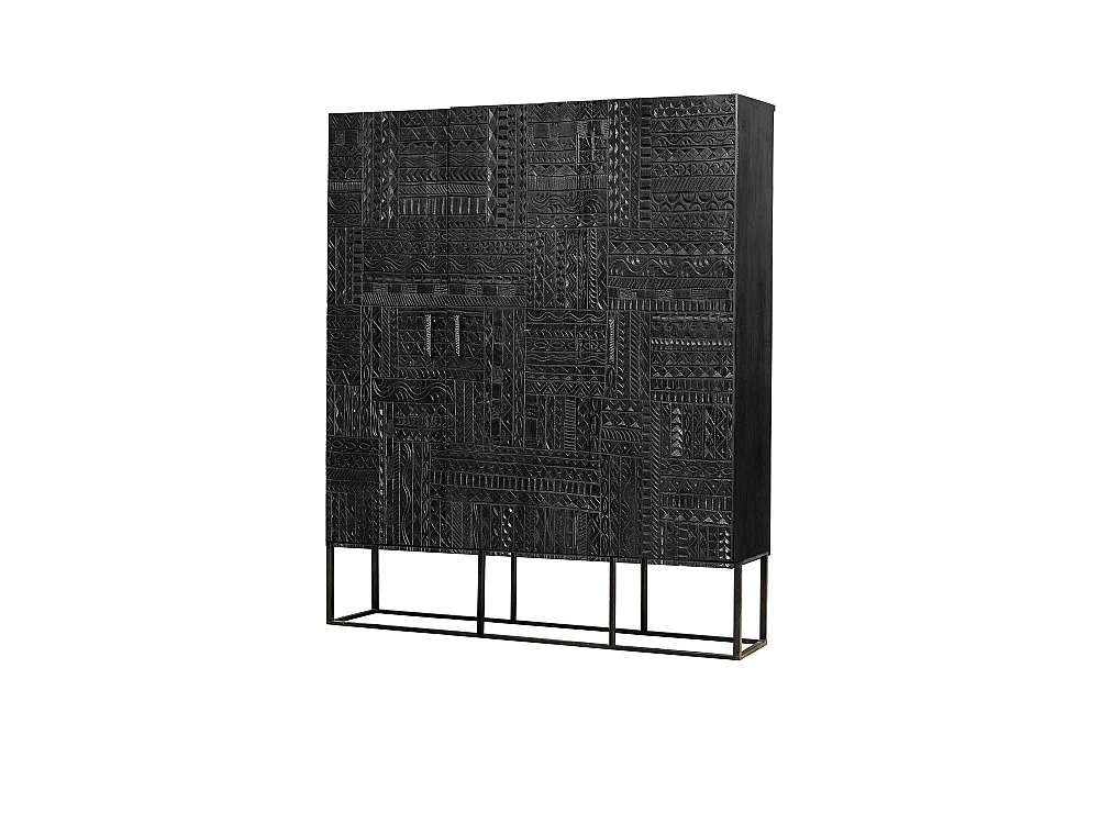 Vitrine en manguier et métal noyer foncé