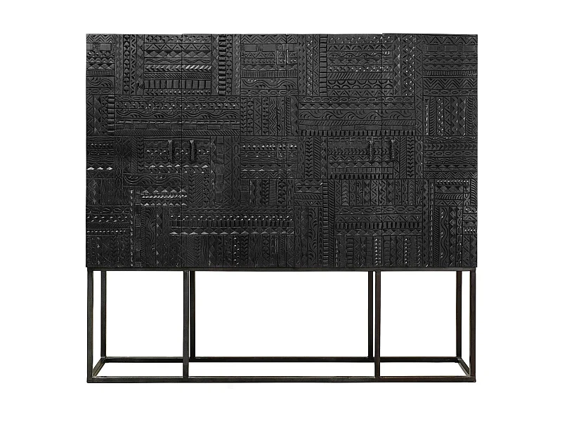 Vitrine en bois de manguier et pieds en métal