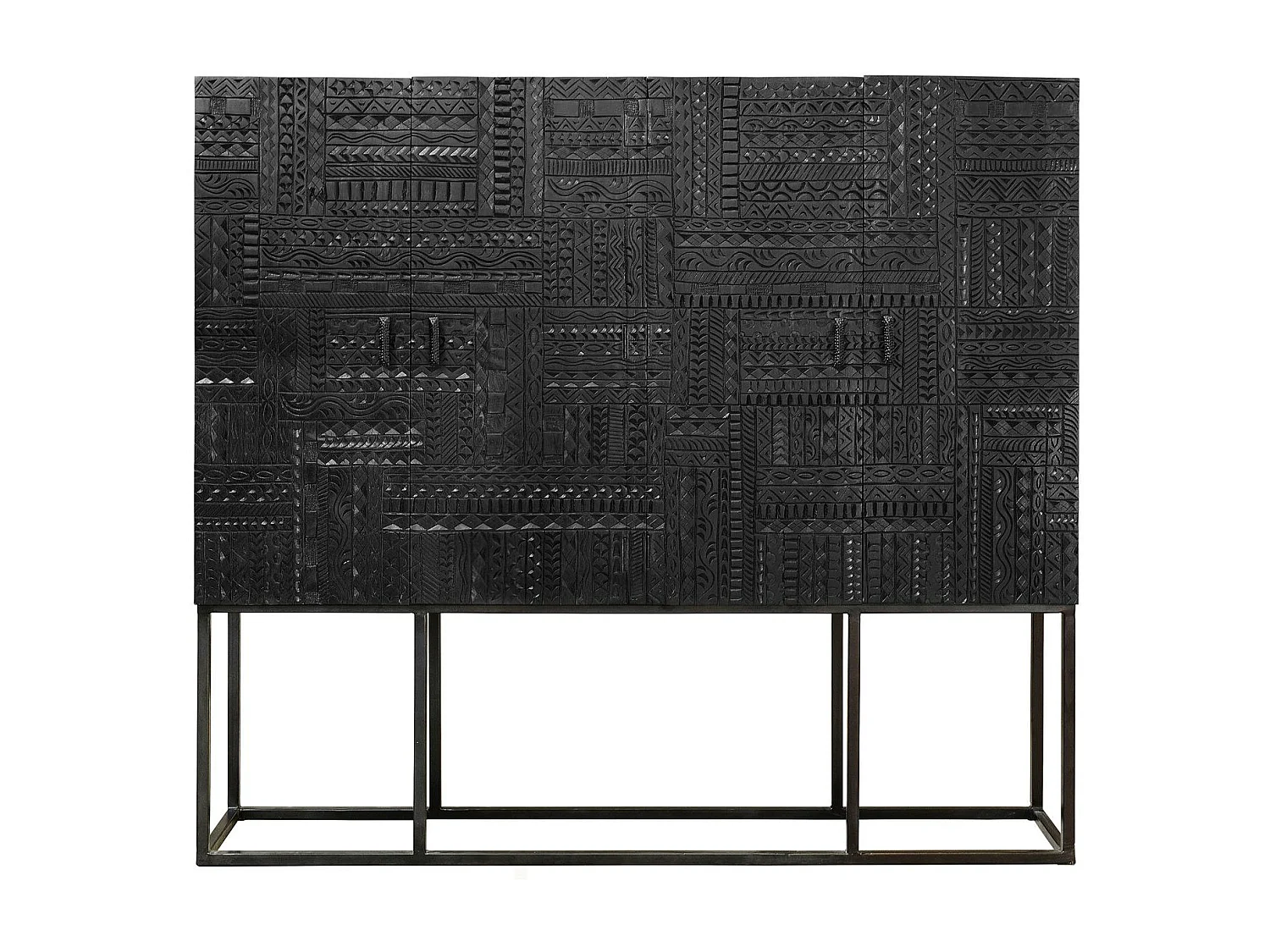 Vitrina madera de mango y patas metal en nogal oscuro Marrón.Giner y Colomer 160x40x180