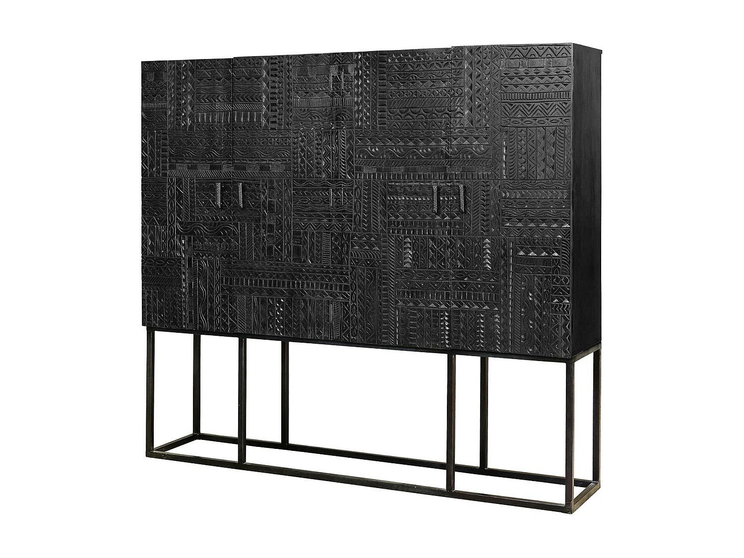 Vitrina madera de mango y patas metal en nogal oscuro Marrón.Giner y Colomer 160x40x180