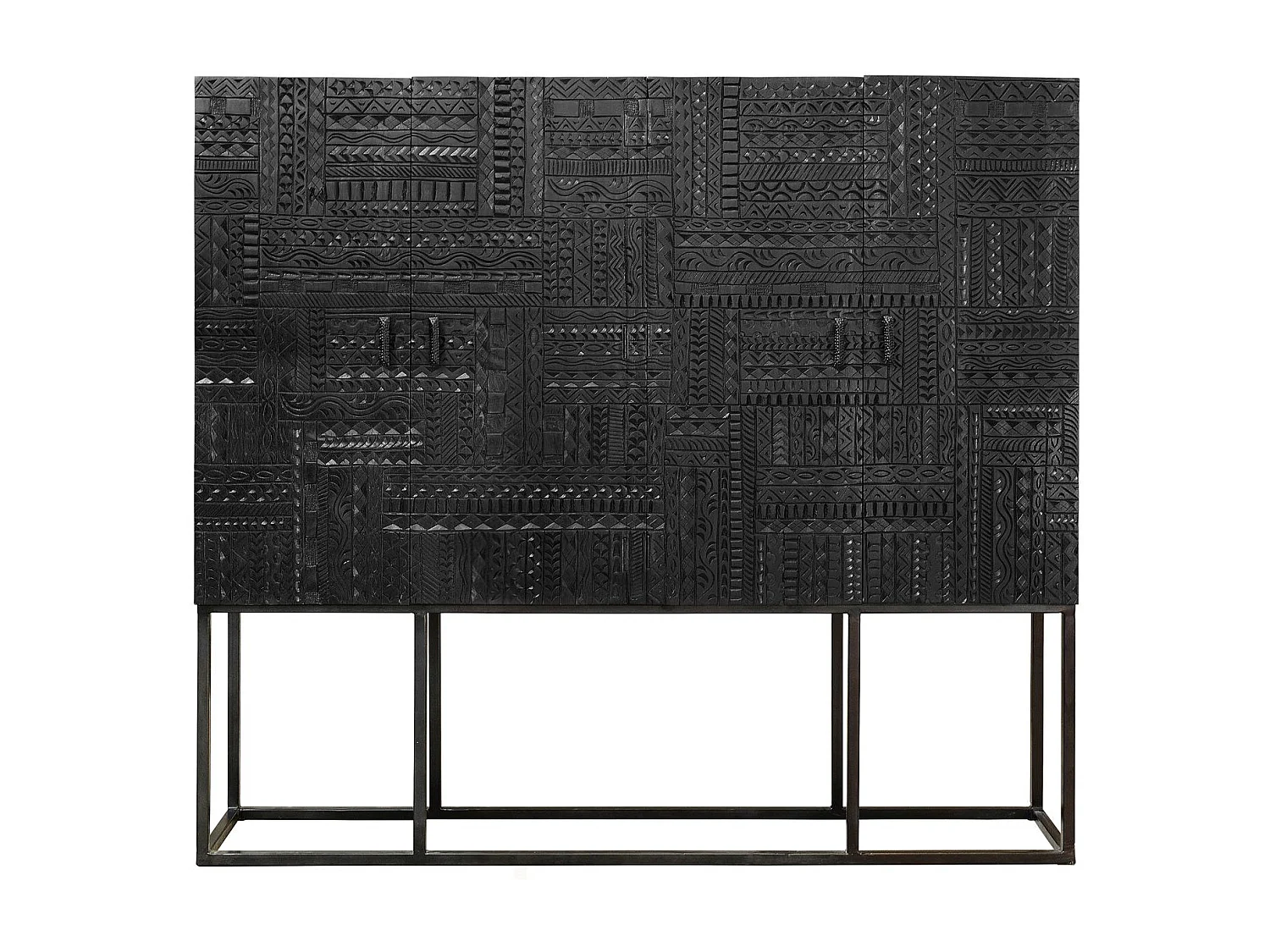 Vitrine en bois de manguier et pieds en métal