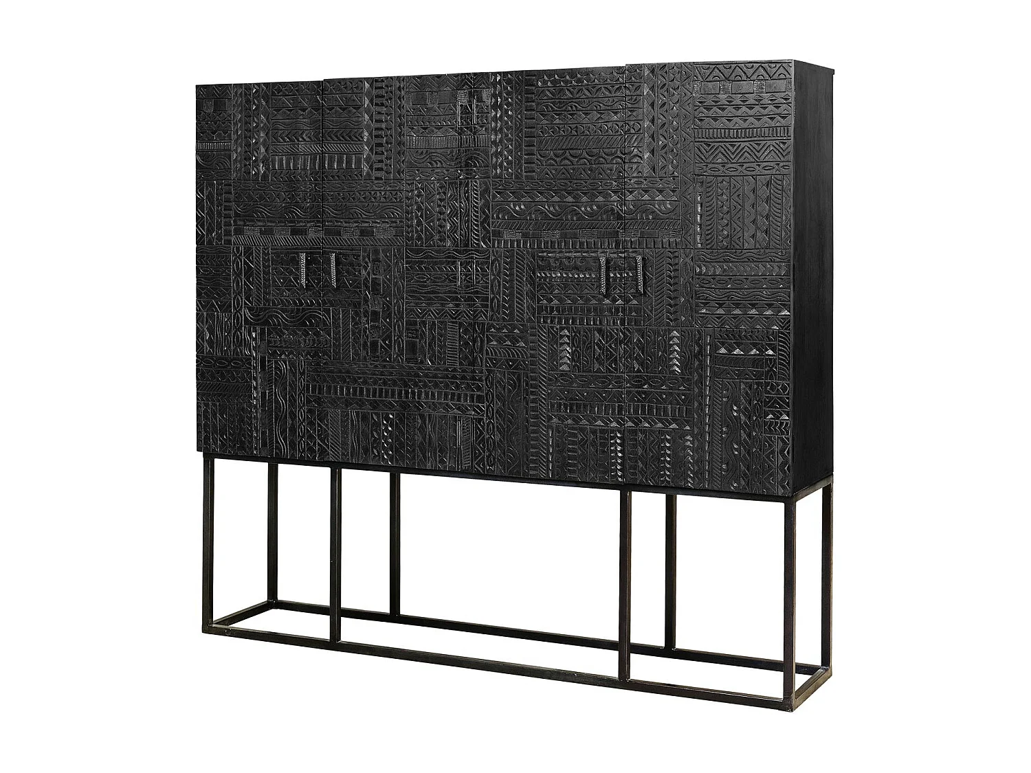 Vitrine en bois de manguier et pieds en métal