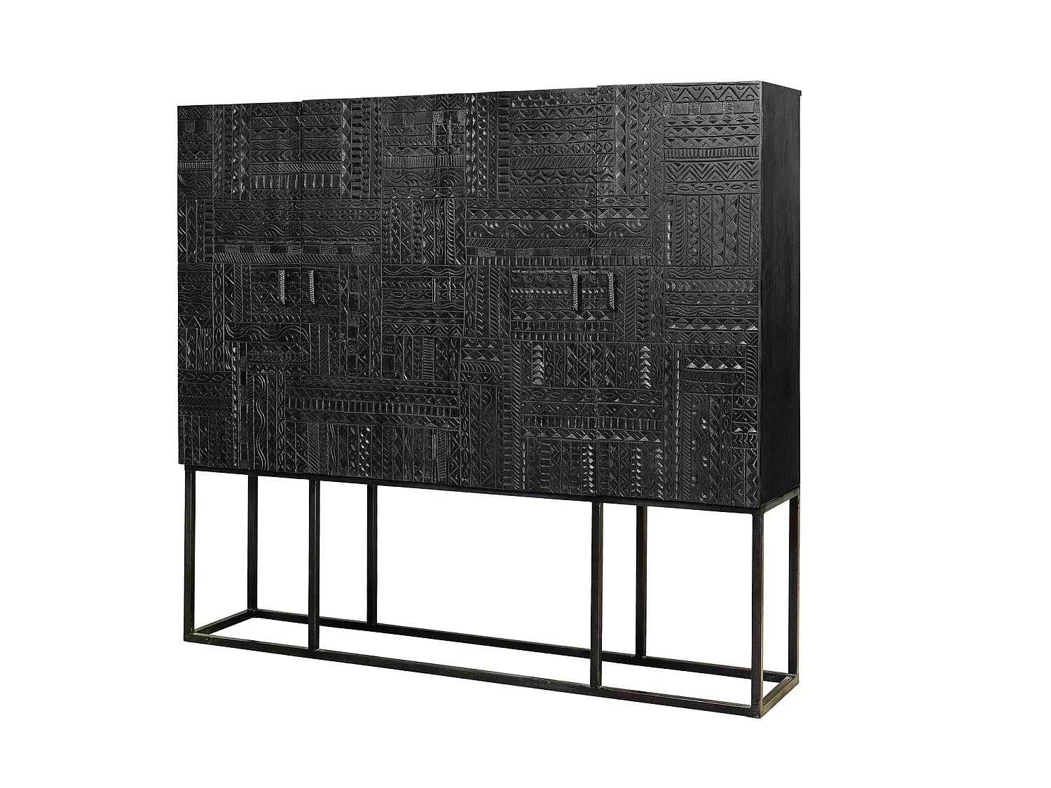 Armoire en bois de manguier 180 cm, style ethnique - 160 x 180 x 40