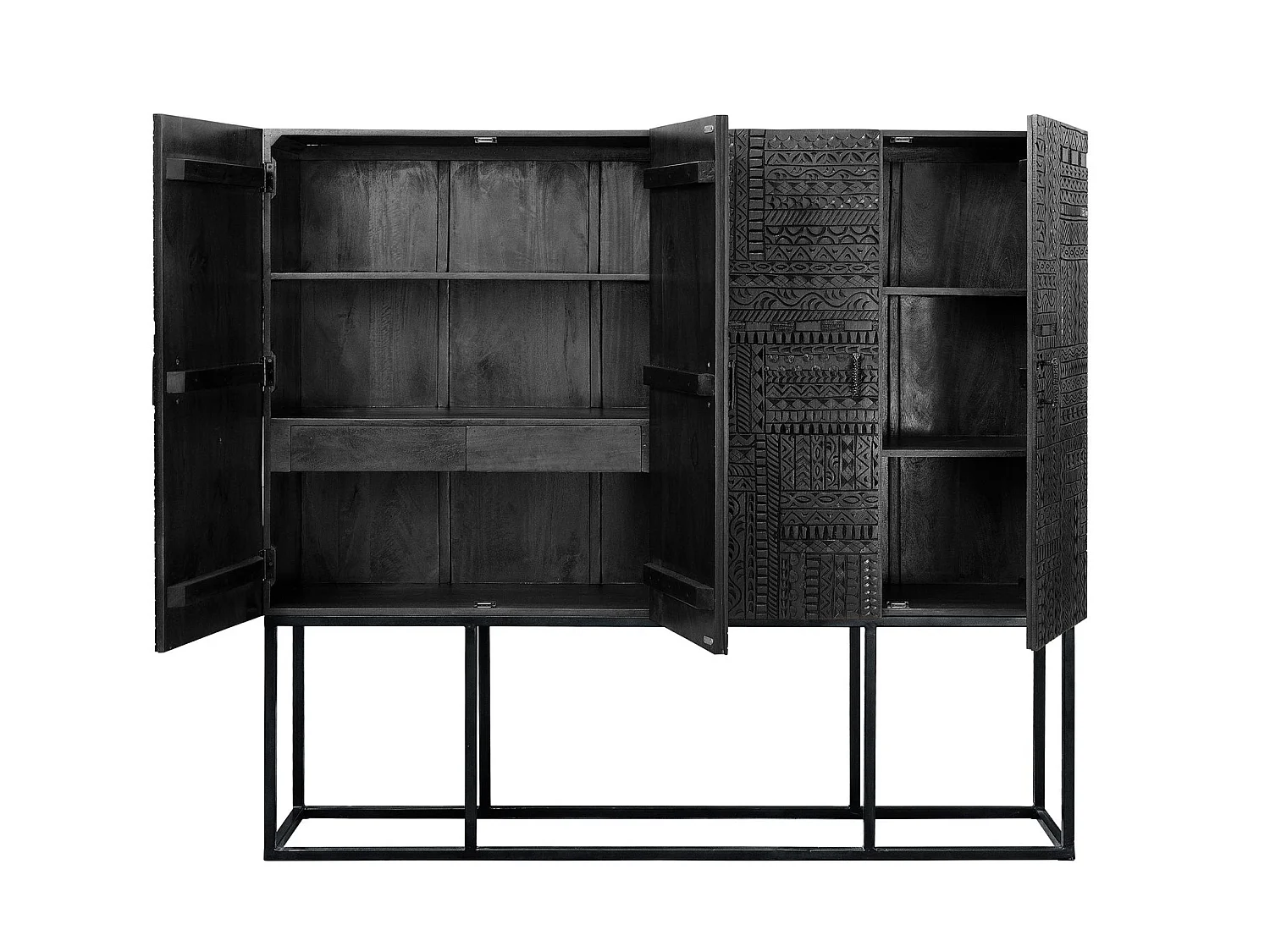 Armoire en bois de manguier 180 cm, style ethnique - 160 x 180 x 40