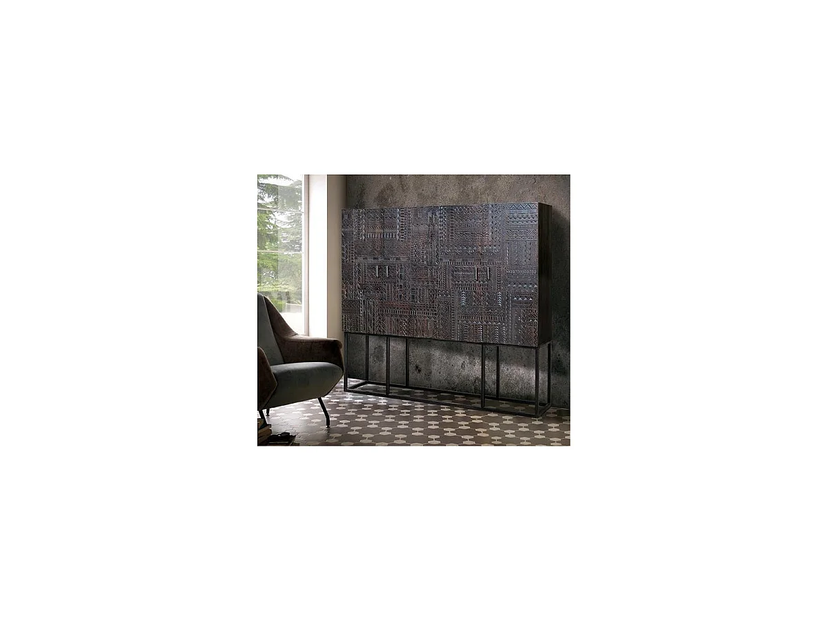 Armoire en bois de manguier 180 cm, style ethnique - 160 x 180 x 40