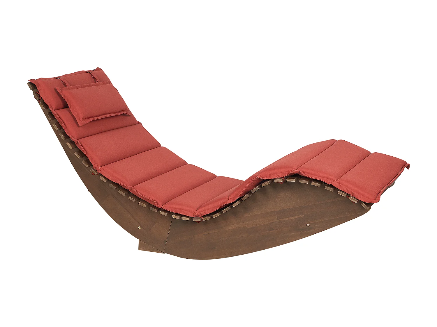 Lettino Prendisole con Cuscino BRESCIA Legno d'acacia Rosso