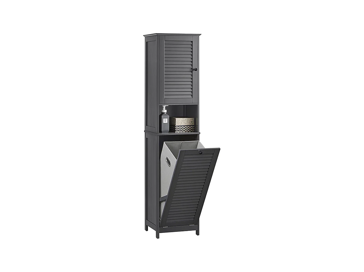 SoBuy Badkamerkolommeubel, hoge toiletkast, badkamermeubel, opbergmeubel met 1 deur, 1 lade en 1 uitneembare wasmand, 40x37x170cm, BZR124-DG