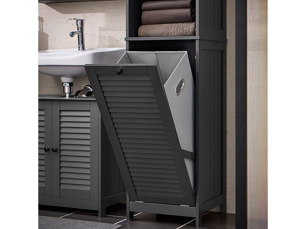 SoBuy BZR124-DG Meuble Colonne de Salle de Bain, Placard Armoire Toilette Haute