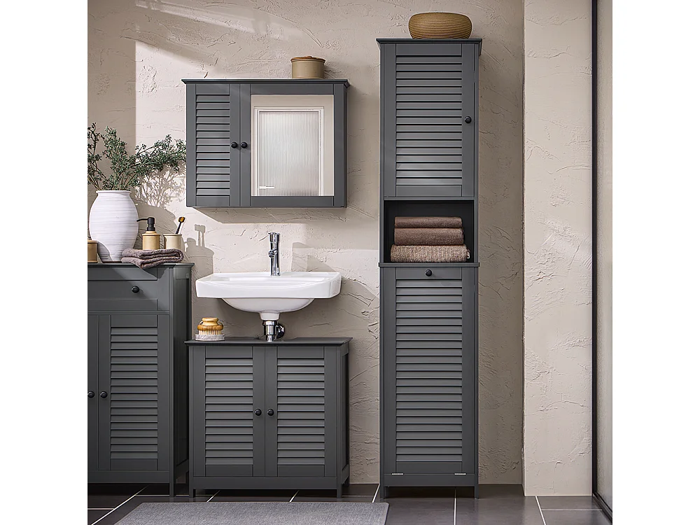 SoBuy BZR124-DG Meuble Colonne de Salle de Bain, Placard Armoire Toilette Haute