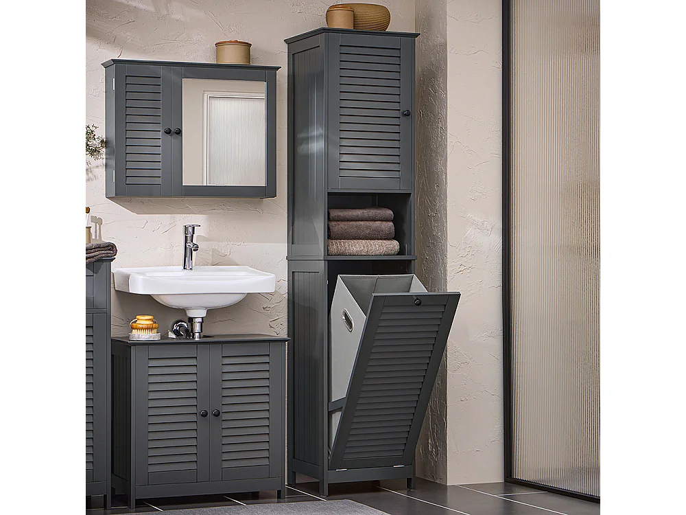 SoBuy BZR124-DG Meuble Colonne de Salle de Bain, Placard Armoire Toilette Haute