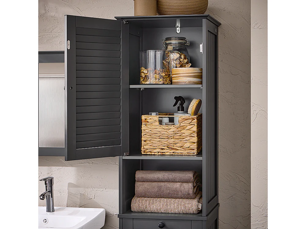 SoBuy BZR124-DG Meuble Colonne de Salle de Bain, Placard Armoire Toilette Haute