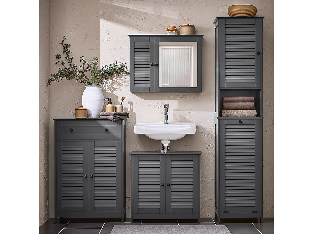 SoBuy BZR124-DG Meuble Colonne de Salle de Bain, Placard Armoire Toilette Haute