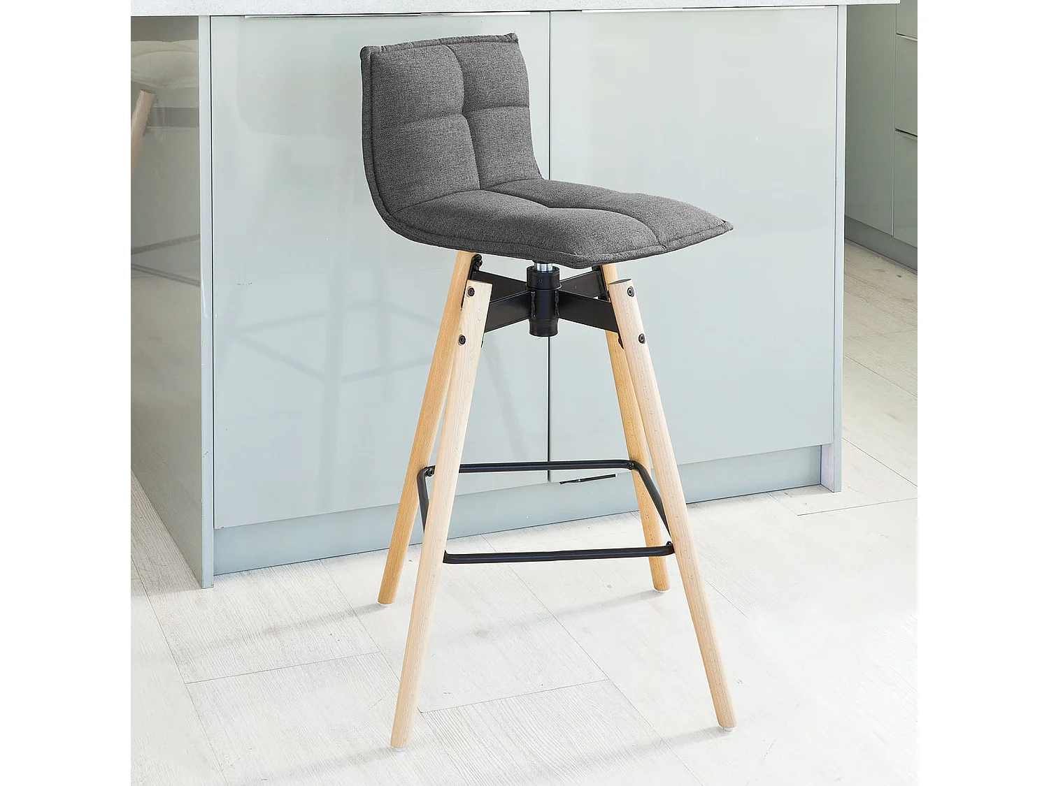 SoBuy FST45-DG Barkruk 360° draaibaar Zithoogte 75 cm Barstoel Barkruk Draaistoel met rugleuning Donkergrijs