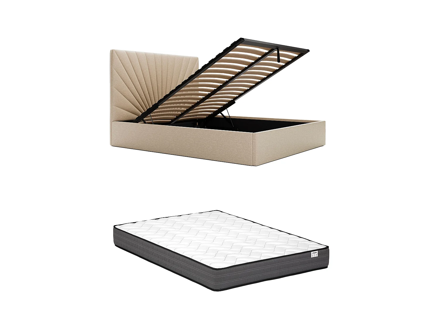 Canapé abatible 180 x 200 cm - Tela - Beige + Colchón - RILIODA de Pascal Morabito