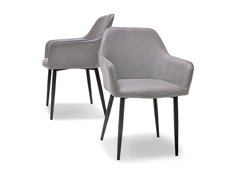 Milano - Set Di 2 Sedie In Leatherette Grigio Antracite