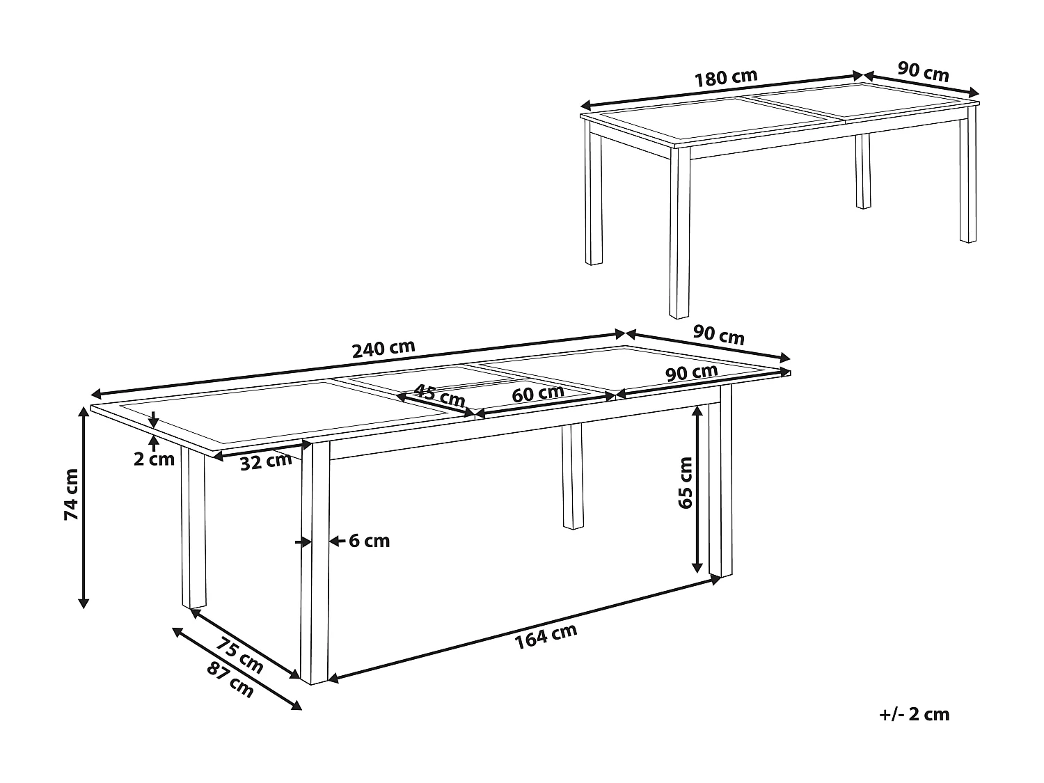 Gartentisch für 8 Personen Aluminium weiß 180-240 x 90 cm ausziehbar Skaloma