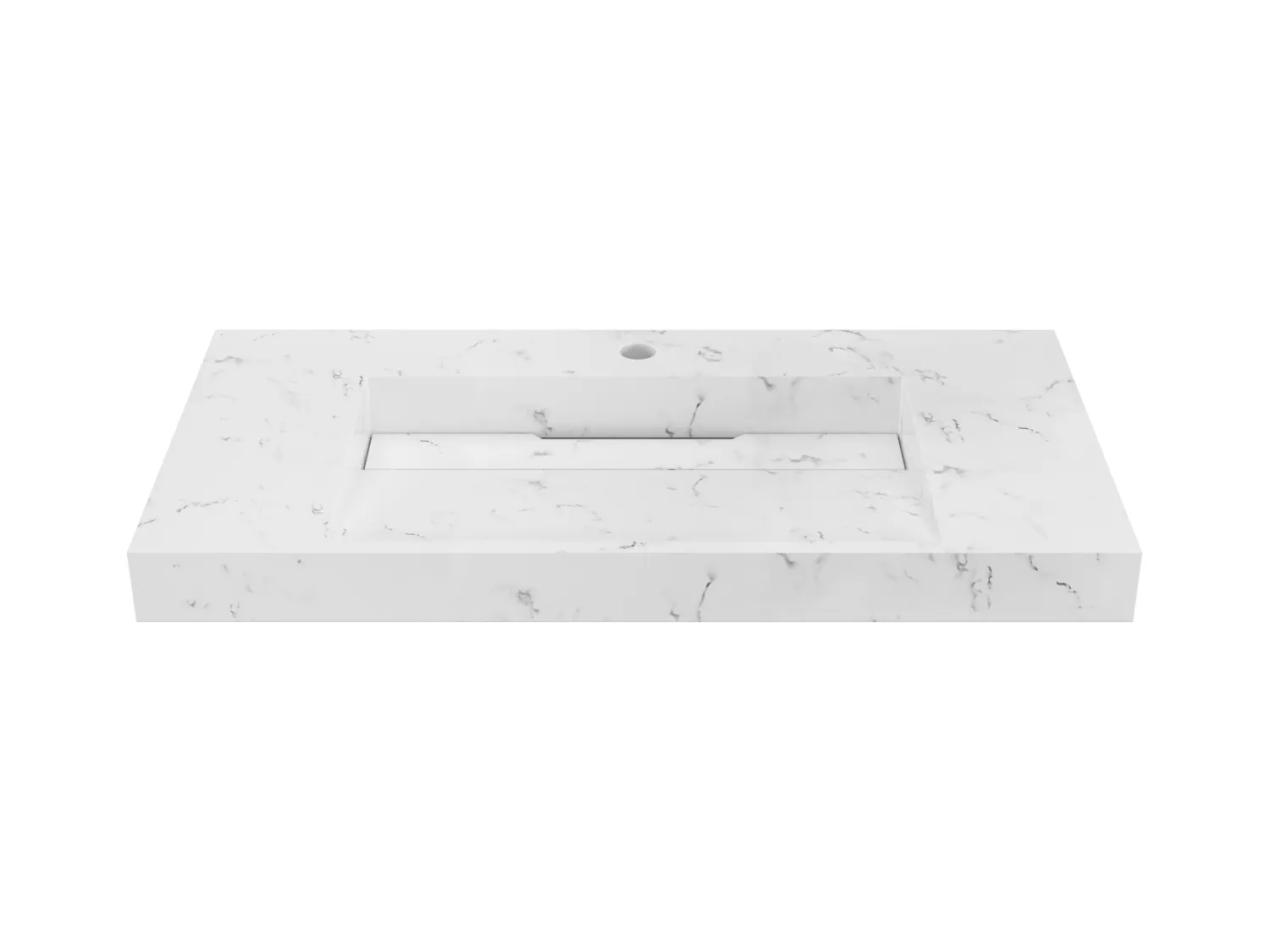 Lavabo flotante de solid surface blanca - L90.2 x l45.2 x Alt. 8 cm - TAKOTNA