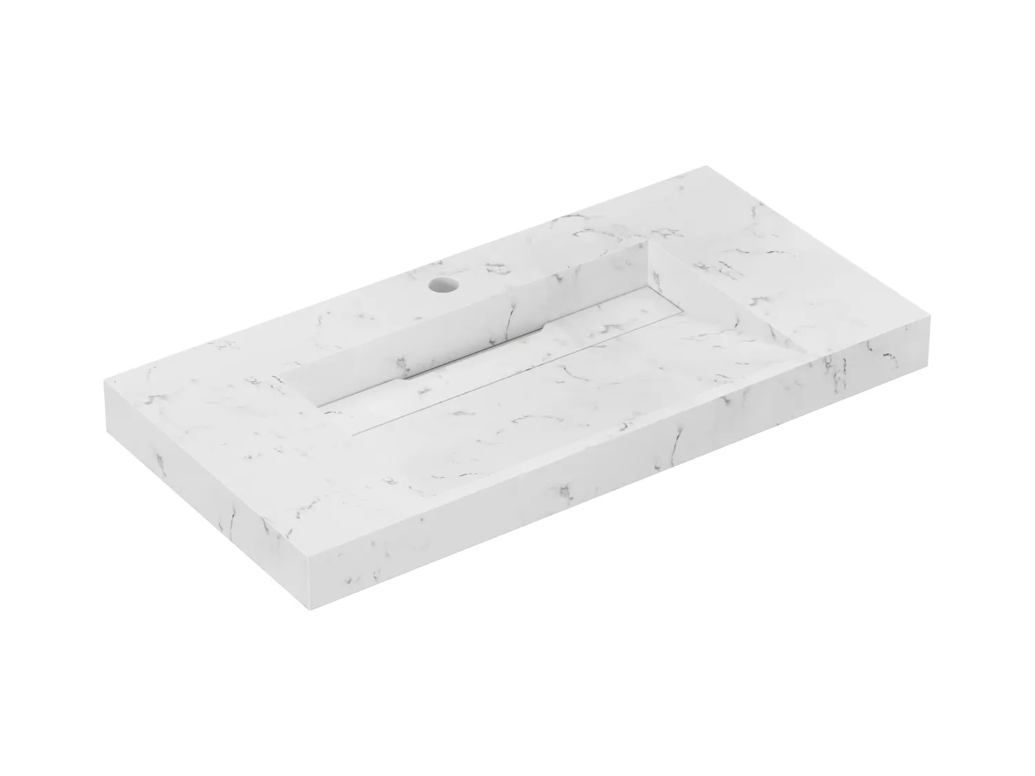 Lavabo flotante de solid surface blanca - L90.2 x l45.2 x Alt. 8 cm - TAKOTNA