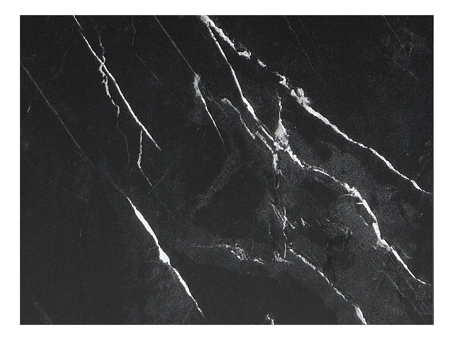 Bibliothèque avec 4 portes et 2 niches en MDF et acier - Effet marbre noir et naturel - YELANIA