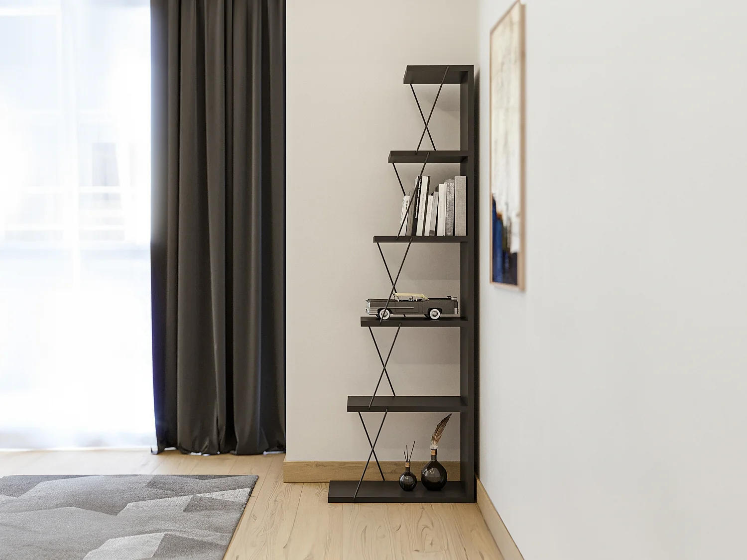 Libreria con 5 scaffali Nero  - DELORY