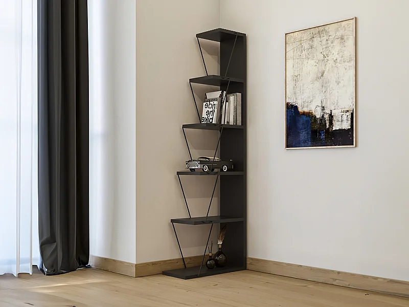 Bibliothèque avec 5 étagères - Noir - DELORY