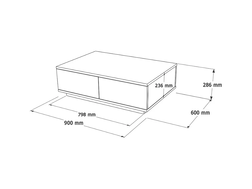Couchtisch mit 2 Türen - Holzfarben & Anthrazit - LOTULA