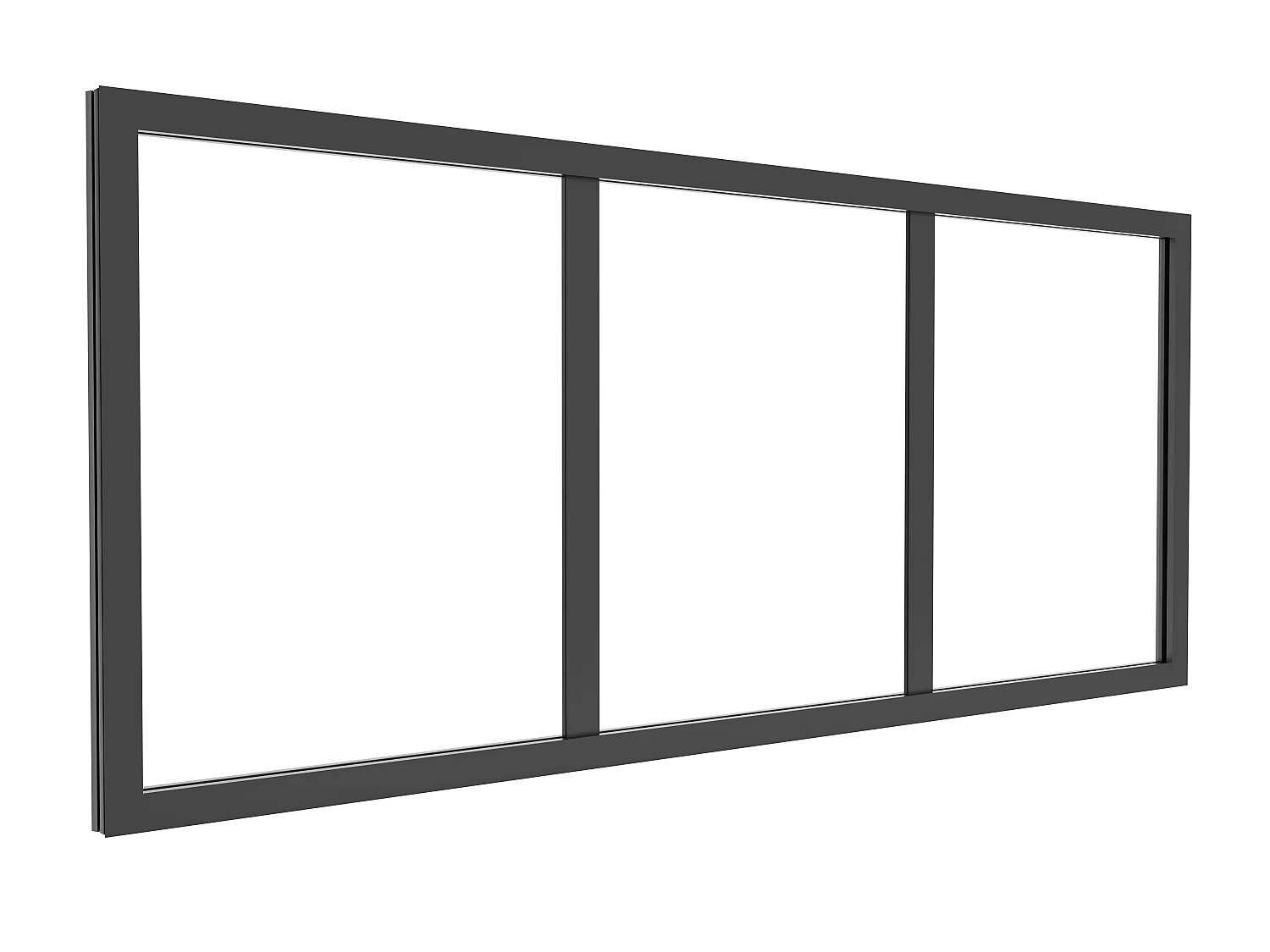 Værkstedsvinduesgavl i pulverlakeret aluminium - B93 x H40  cm - Sort - BAYVIEW