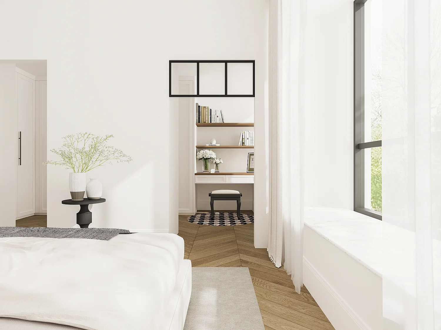 Værkstedsvinduesgavl i pulverlakeret aluminium - B93 x H40  cm - Sort - BAYVIEW