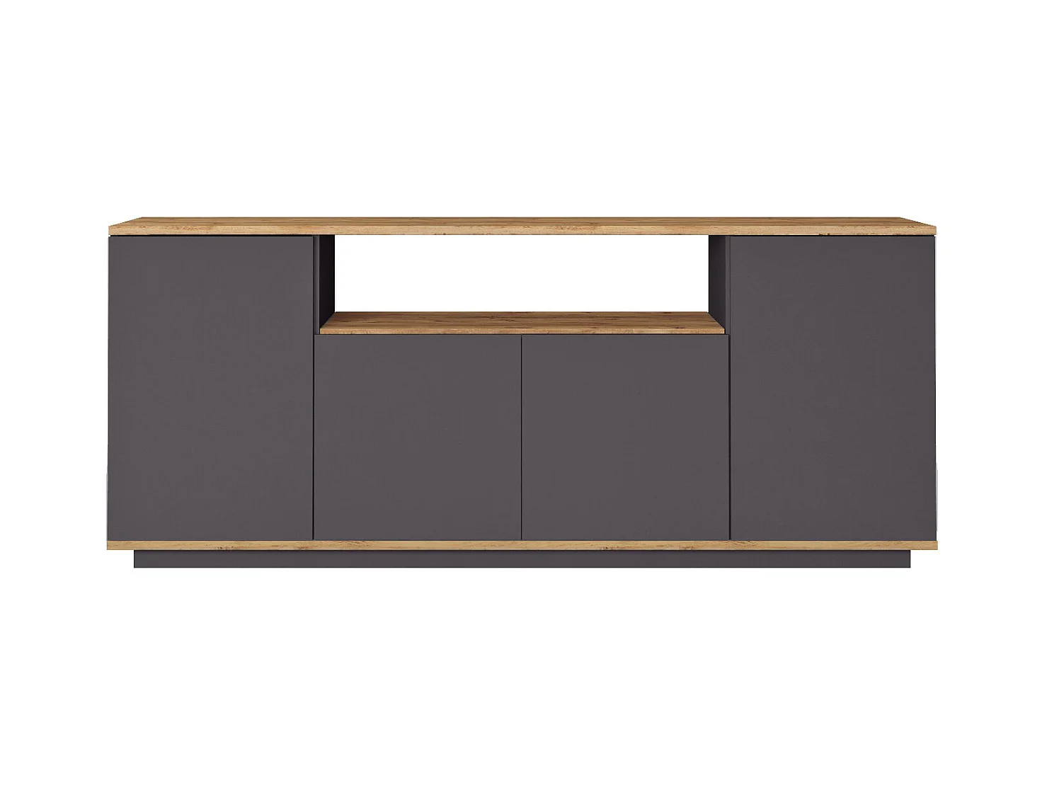 Aparador con 4 puertas y 1 estante - Antracita y natural - LOTULA