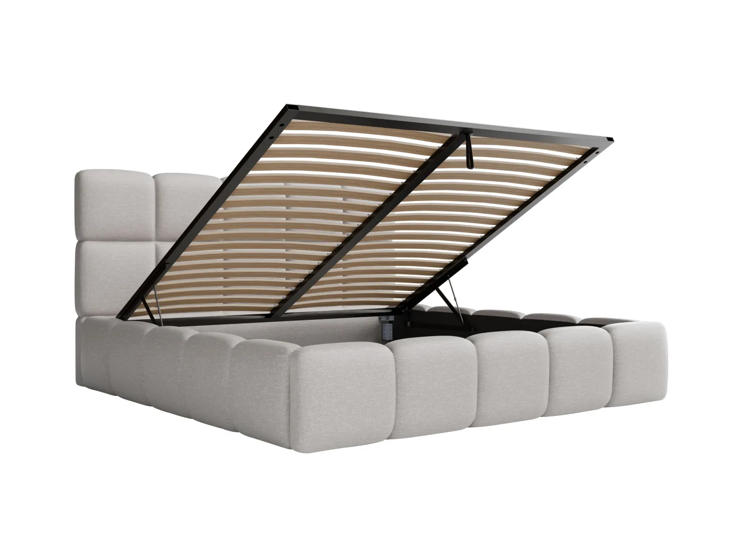 Lit coffre 140 x 190cm - Tissu chiné - Gris clair + Matelas - DAMADO de Pascal Morabito