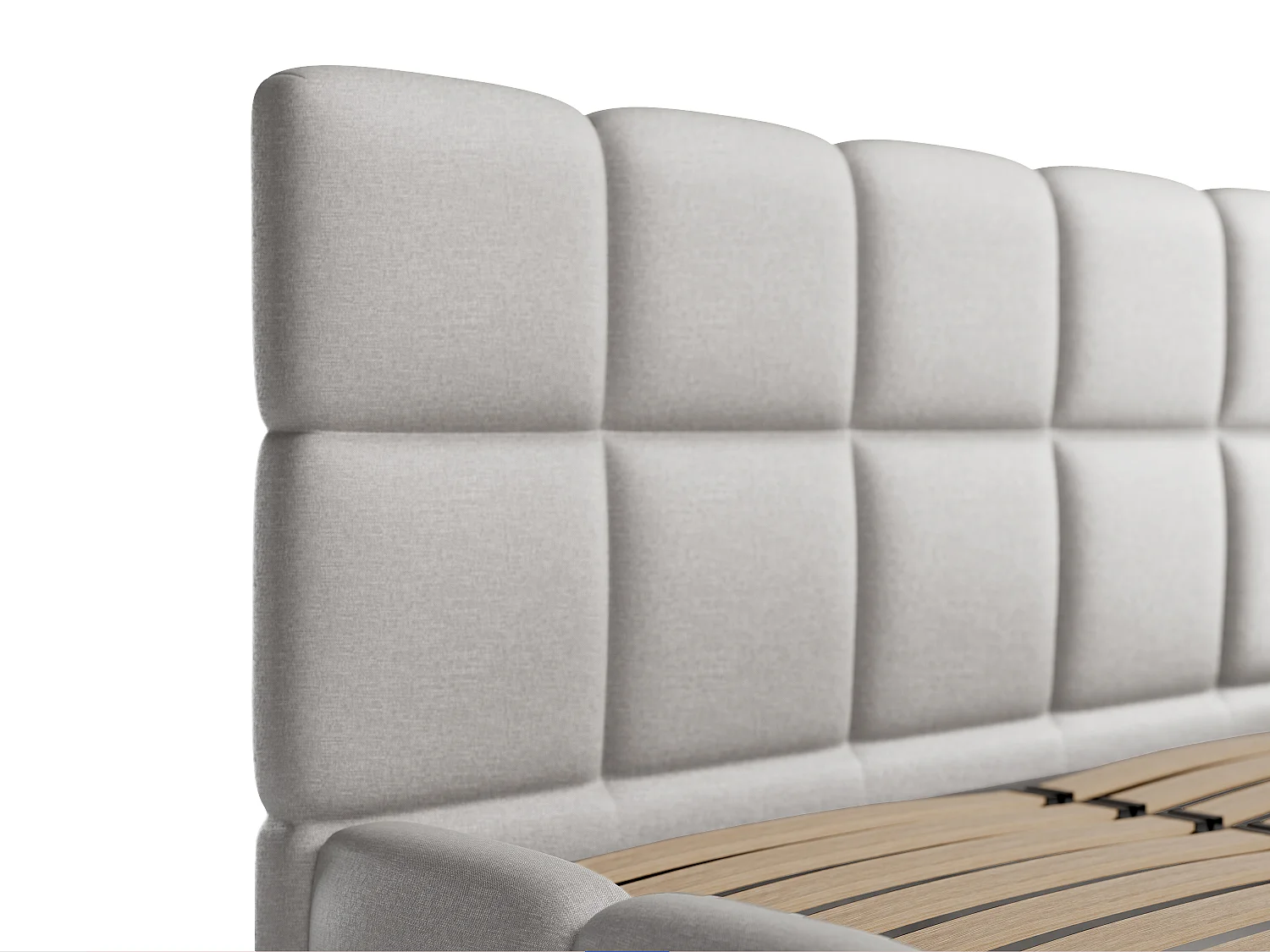 Bett mit Bettkasten + Matratze - 140 x 190 cm - melierter Stoff - Hellgrau - DAMADO von Pascal Morabito