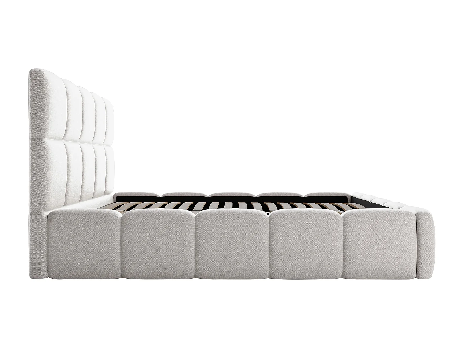 Cama com espaço de arrumação 160x200 cm tecido matizado cinza-claro + colchão - DAMADO de Pascal Morabito