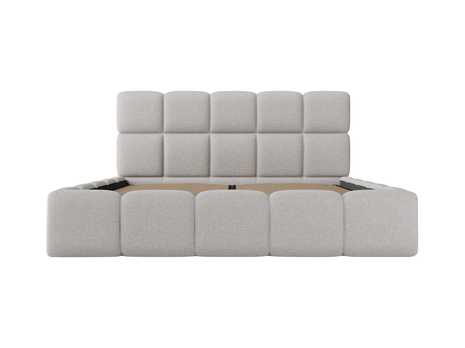 Bed met opbergruimte 160 x 200 cm - Gechineerde stof - Lichtgrijs + matras - DAMADO van Pascal Morabito