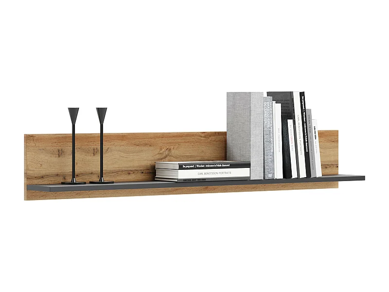 Etagère au style industriel SELM 100 cm - Chêne foncé - Noir