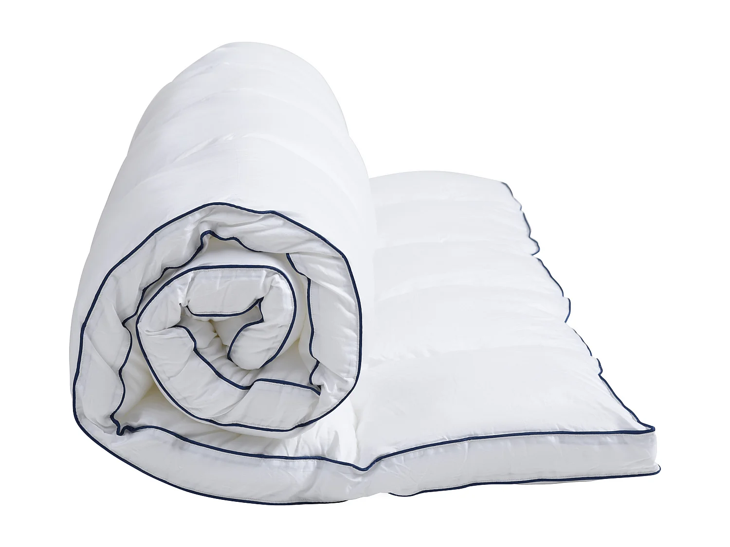 Surconfort de matelas anti-acariens 1 place - 90x 190 cm - Enveloppe satin 120 fils/cm2 - garnissage 1000gr/m2 - Blanc passepoil bleu - PRESTIGIA de Palacio