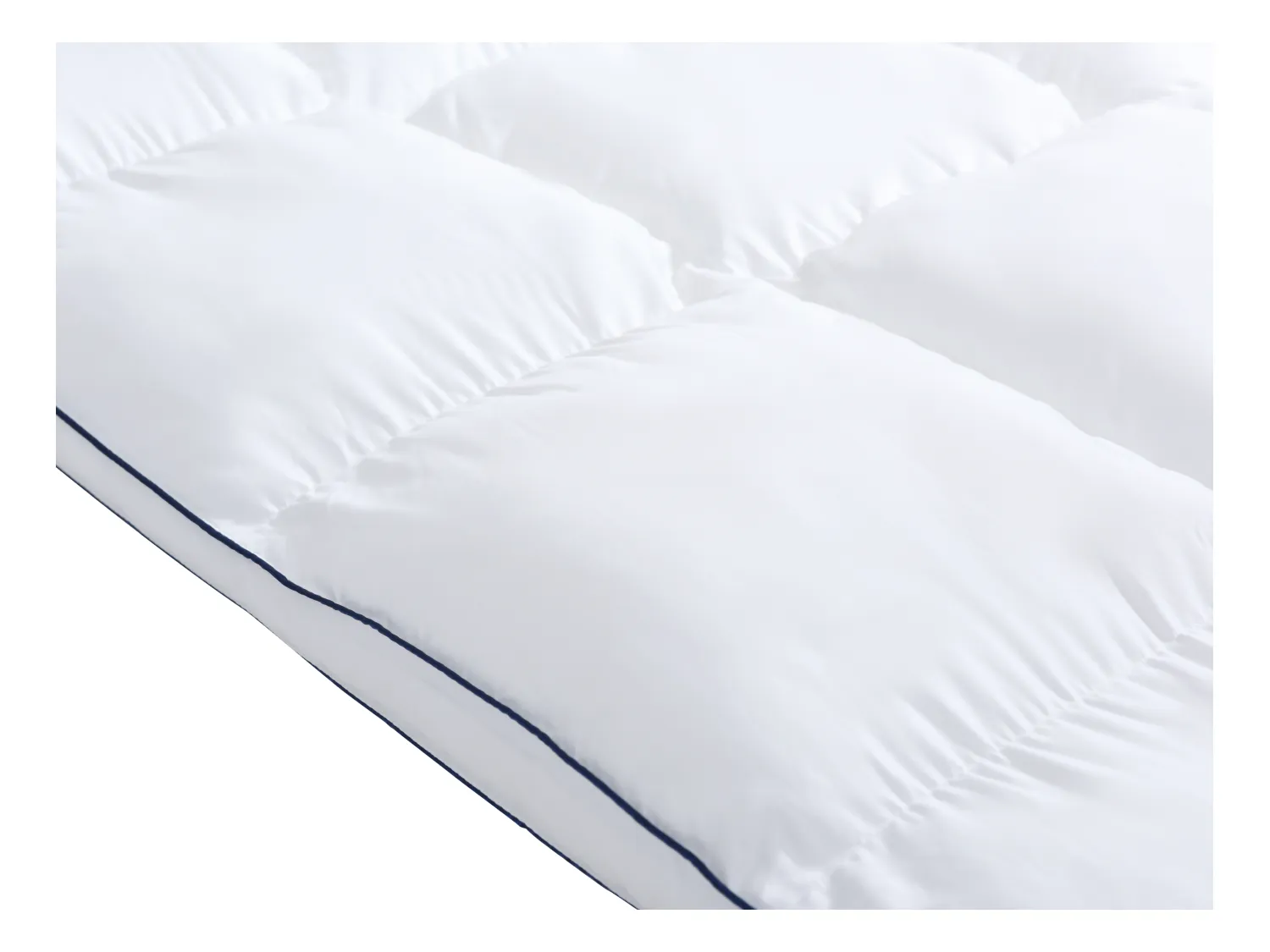 Nakładka na materac przeciwroztoczowa 1-osobowa - 90 x 190 cm - Satynowa poszwa 120 nici/cm2 - wypełnienie 1000 g/m2 - Biały z niebieską obwódką - PRESTIGIA marki Palacio